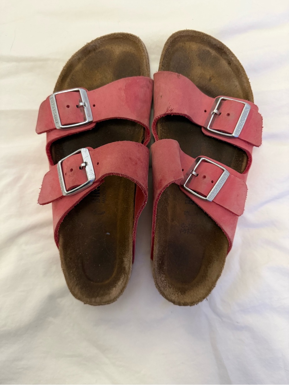 Birkenstock Pink Suede Two-Strap Sandals